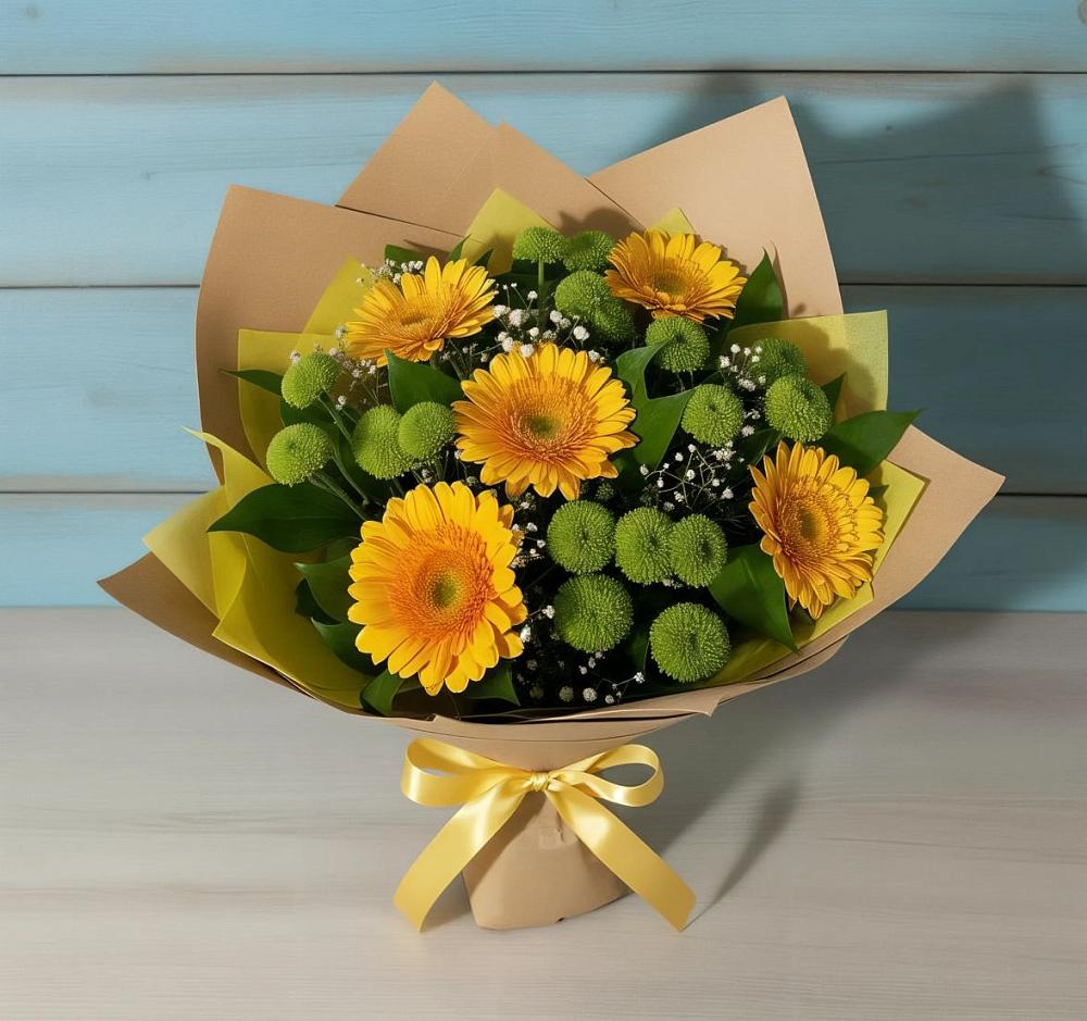 Букет цветов из: Герберы и Хризантемы в Пчегатлукае