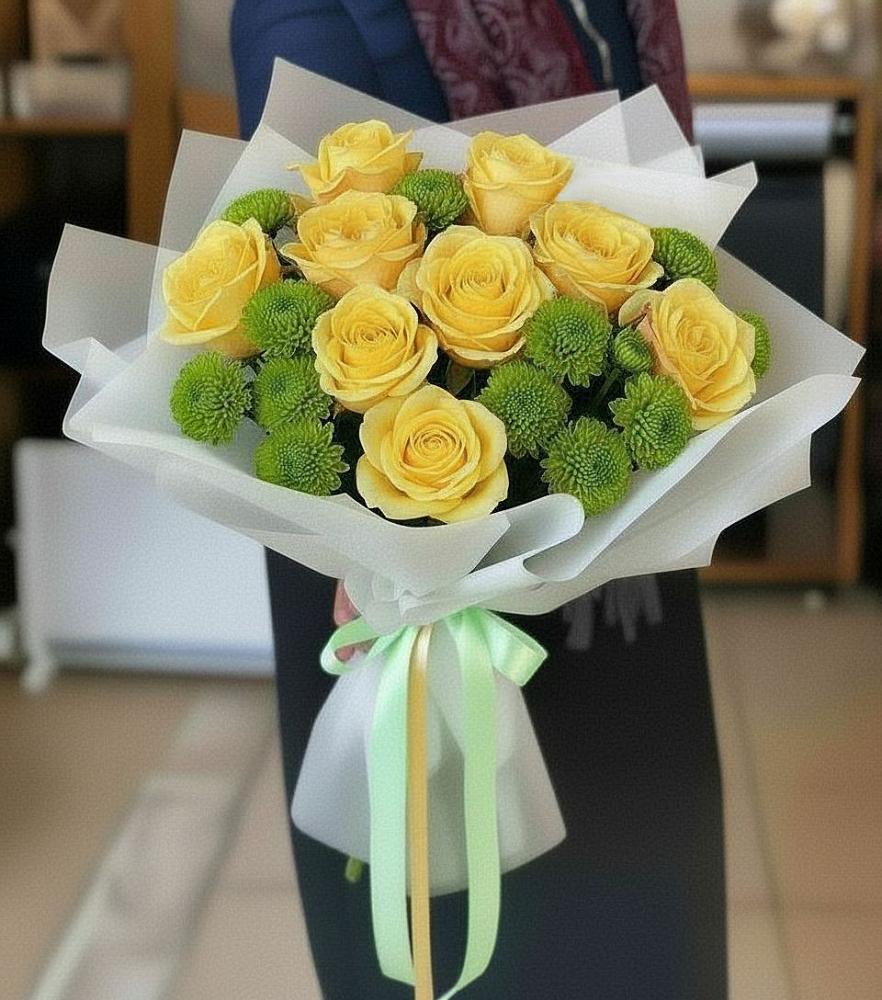 Букет цветов из: Хризантемы и Розы в Пчегатлукае
