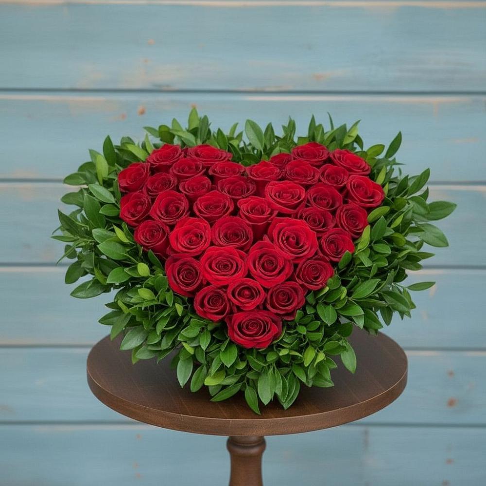 Цветочная композиция из Розы в виде сердца в Пчегатлукае