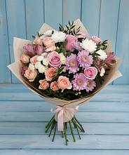 Букет цветов из:  Хризантемы, Розы и Альстромерии в Пчегатлукае