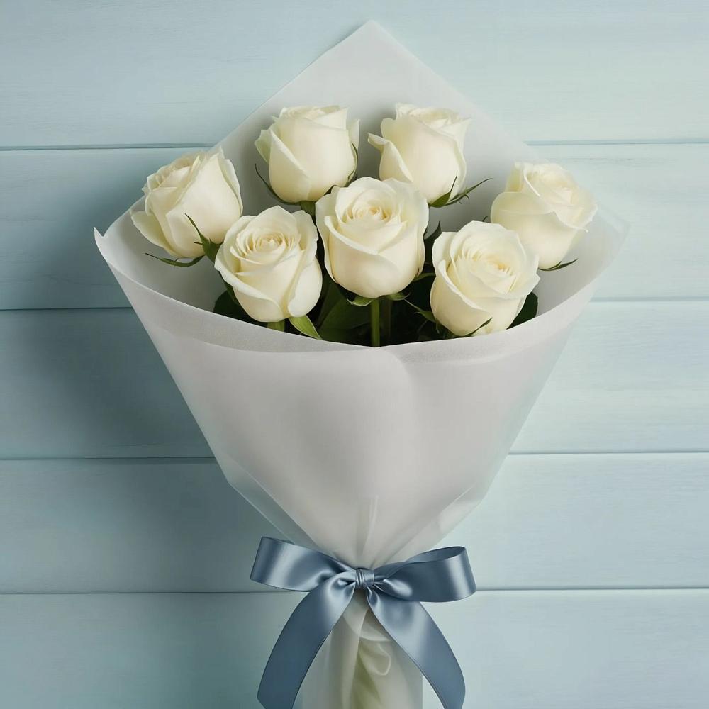 Букет 7 Белых роз Эдлесс Лав в Пчегатлукае